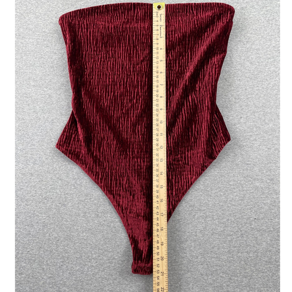 Naked Wardrobe Bodysuit Womens S Red Plush Velvet Tube Strapless Romantic Glam - Picture 6 of 12